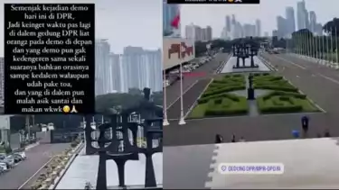 Suasana dari dalam Gedung DPR RI saat ada yang demo di depan pagar