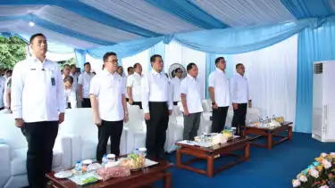 Mentan Amran dan Mendagri Tito membuka Gerakan Pangan Murah Serentak di Kantor Pusat Kementan, Jakarta, Sabtu (30/8/2025).