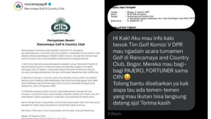 Viral di Medsos DPR RI Akan Gelar Turnamen Golf di Bogor Minggu Besok, Pihak Rancamaya Angkat Bicara