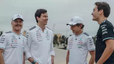 Valterri Bottas, Toto Wolff, Kimi Antonelli, George Russell