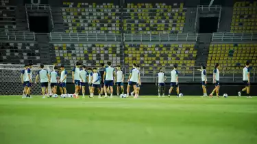 Timnas Taiwan saat latihan jelang lawan Timnas Indonesia