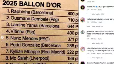 Rapinha jadi salah satu favorit peraih Ballon d Or 2025