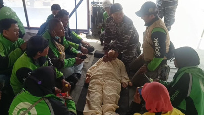 Ojol Surabaya Dapat Pelatihan Pertolongan Pertama dari TNI AL di HUT ke-80 TNI