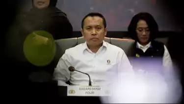 Ratusan orang telah ditetapkan sebagai tersangka dalam unjuk rasa berujung kerusuhan, di Mabes Polri, Jakarta, Rabu (24/9/2025)