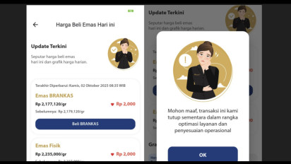 Aplikasi Jual Beli Emas Antam Error, Transaksi Ditutup Sementara dengan Alasan Optimalisasi Layanan