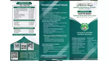 Brosur pendaftaran santri baru tahun 2023 di Ponpes Al Khoziny, Buduran, Sidoarjo.
