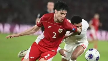 Kevin Diks merayakan gol saat Timnas Indonesia Vs Arab Saudi