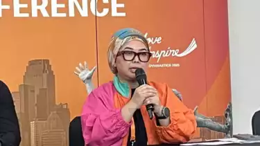 Ketua Umum Federasi Gimnastik Indonesia (FGI) Ita Yuliati memberi pernyataan dalam konferensi pers 53rd FIG Artistic Gymnastics Championship Jakarta 2025 di Indonesia Arena