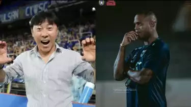 Pelatih Timnas Indonesia Patrick Kluivert dan Shin Tae-yong