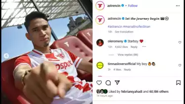 Tiba di Slovakia, Marselino Ferdinan siap debut bersama AS Trencin