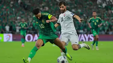 Pemain Timnas Arab Saudi Salem Al-Dawsari di laga kontra Irak