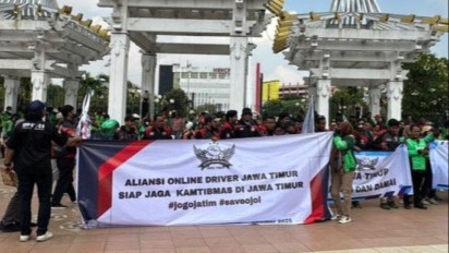 Ratusan Driver Online di Surabaya Deklarasi Jaga Kondusivitas Jatim