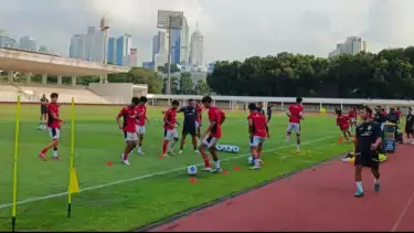 Sesi latihan Timnas Indonesia U-17