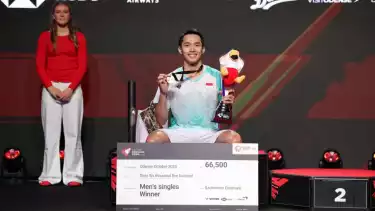 Jonatan Christie juara Denmark Open 2025 usai bermain tiga game lawan Shi Yu Qi di final.