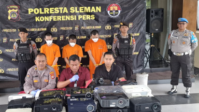Gasak 31 Proyektor dan Sebuah Kamera di 15 Sekolah Wilayah Sleman, Komplotan Maling Dibekuk Polisi