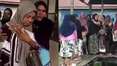 Momen isak tangis Melda Safitri dan para tetangga di Aceh Singkil tak terbendung lagi