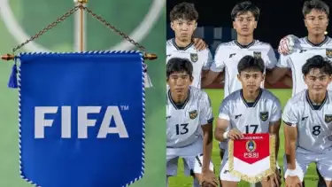 Logo FIFA dan Timnas Indonesia U-17 di Piala Dunia U-17 2025