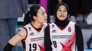 Pyo seung-ju dan Megawati Hangestri saat membela Red Sparks