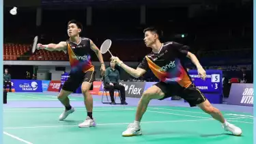 Raymond Indra/Nikolaus Joaquin melangkah ke perempat final Korea Masters 2025