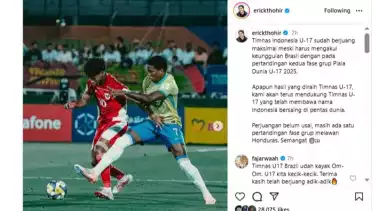 Respons Erick Thohir soal kekalahan Timnas Indonesia U-17 dari Brasil