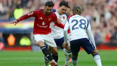 Bruno Fernandes saat Manchester United hadapi Tottenham Hotspur