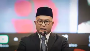 Suasana serah terima jabatan Kepala Badan Riset dan Inovasi Nasional (BRIN) Arif Satria, digelar di BJ Habibie BRIN, Jakarta, Selasa (11/11/2025).