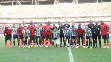 Timnas Argentina saat hadapi Angola di laga uji coba