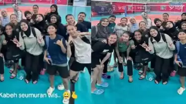 Tak ada Junaida Santi saat Timnas Voli Putri foto bersama