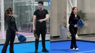 Fuji An saat menggunakan raket padel Siux Force Pro