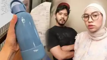 Anita Dewi dan Alvin Harris, penumpang KRL yang kehilangan tumbler Tuku minta maaf kepada petugas KAI Commuter.