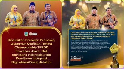 Gubernur Khofifah Terima Championship TP2DD Kawasan Jawa–Bali dari Bank Indonesia