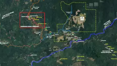 Peta kawasan pusat bencana yang tak jauh dari area tambang Agincourt Resources.