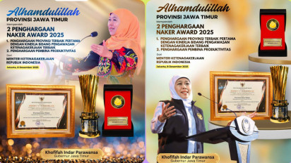 Gubernur Khofifah Raih Dua Penghargaan di Naker Award 2025