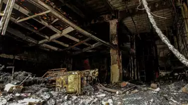 Kondisi dalam gedung Terra Drone setelah kebakaran