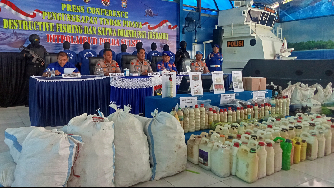Jaringan Penangkapan Penyu dan Bom Ikan Di Sulsel Terungkap, 18 Tersangka Diamankan
            - galeri foto
