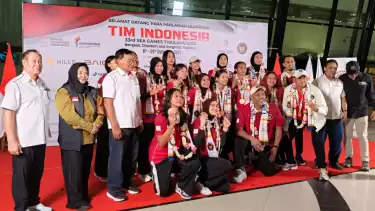 Timnas Voli Putri Indonesia tiba di Tanah Air usai raih medali perunggu di SEA Games 2025, Selasa (16/12/2025) malam WIB.