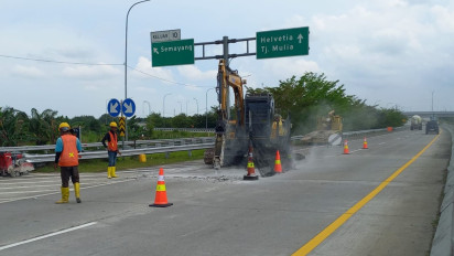 Jelang Nataru, 18 Slab di Jalan Tol Ruas Medan-Binjai Telah Rampung Diperbaiki