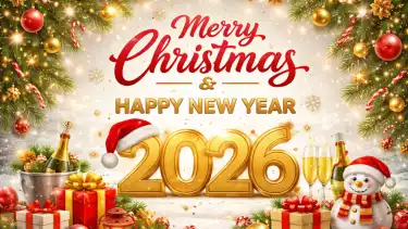 Ilustrasi ucapan selamat Natal dan Tahun Baru 2026