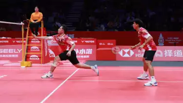 Ganda putra Indonesia, Sabar Karyaman/Reza Pahlevi di BWF World Tour Finals 2025