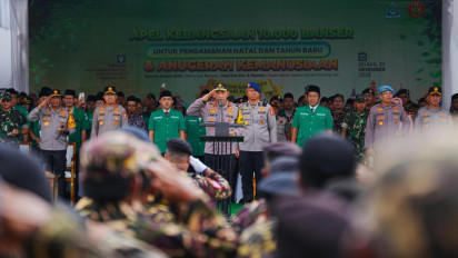 Kapolri Pimpin Apel Kebangsaan Banser, 11 Ribu Personel Banser Siap Amankan Natal dan Tahun Baru