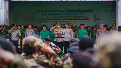 Kapolri Ingatkan Kesiapsiagaan Bencana dalam Pengamanan Nataru saat Pimpin Apel Kebangsaan Banser
