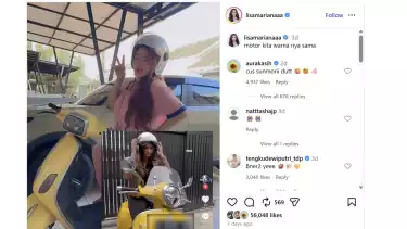 Tangkapan layar interaksi Lisa Mariana dan Aura Kasih