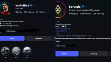 Perbandingan jumlah followers Kevin Diks dengan Monchengladbach