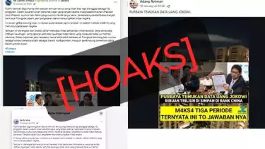 Narasi HOAKS soal Purbaya Temukan Data Uang Jokowi di Bank China.