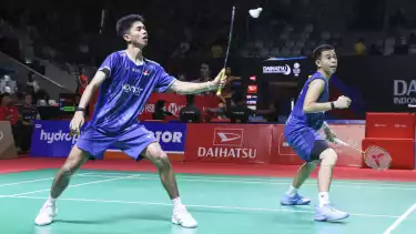 Pasangan ganda putra Ali Faathir Rayhan/Devin Artha Wahyudi di Indonesia Masters 2026