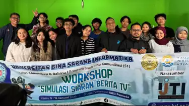 IJTI Jakarta bekerjasama dengan Program Studi Ilmu Komunikasi Universitas Bina Sarana Informatika (UBSI) Kampus Pemuda Jakarta menggelar Workshop Simulasi Siaran Berita TV.