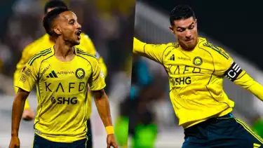Abdulrahman Ghareeb dan Cristiano Ronaldo dalam pertandingan Damac FC vs Al Nassr, Kamis (22/1/2026) dini hari WIB.
