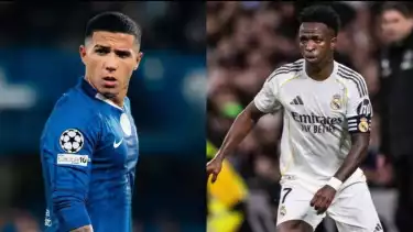 Pemain Real Madrid Vinicius Jr dan gelandang Chelsea Enzo Fernandez