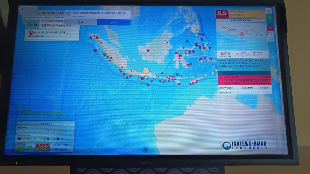 Gempa Magnitudo 5,5 Guncang Pacitan, Dipicu Aktivitas Sesar Grindulu
            - galeri foto