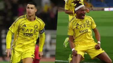 Cristiano Ronaldo dan Mohamed Simakan, salah dua pencetak gol dalam pertandingan Al Kholood vs Al Nassr, Sabtu (31/1/2026).